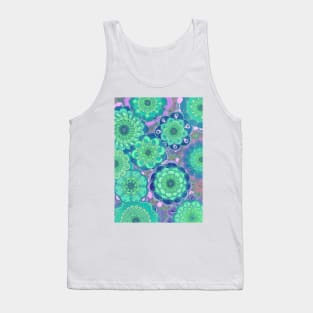 Fantasy Flowers in Mint Green & Purple Tank Top